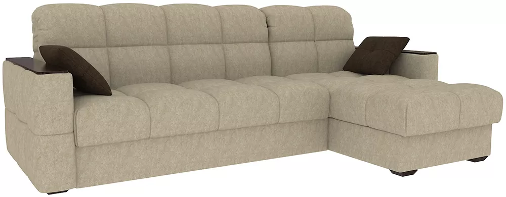 Угловой диван с подлокотниками Тахко-СП Плюш Крем