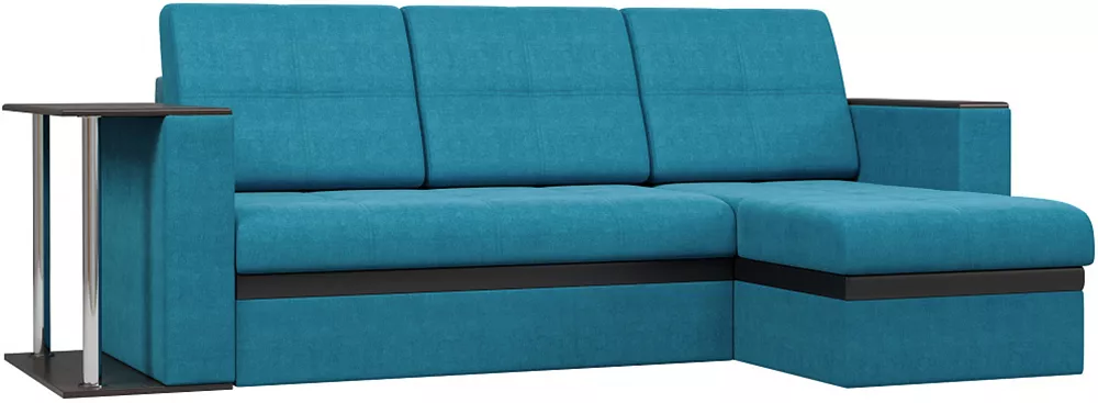 Угловой диван с подлокотниками Атланта Азур со столиком