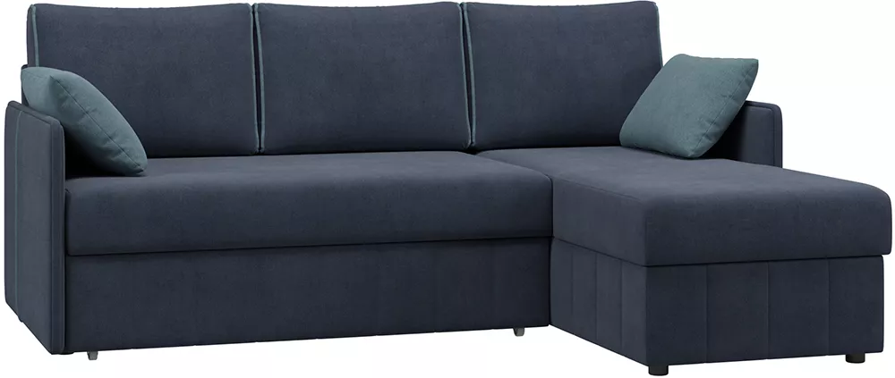 Угловой диван с подлокотниками Слим Плюш Кобальт