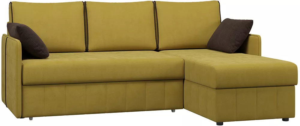 Угловой диван с подлокотниками Слим Плюш Мастард
