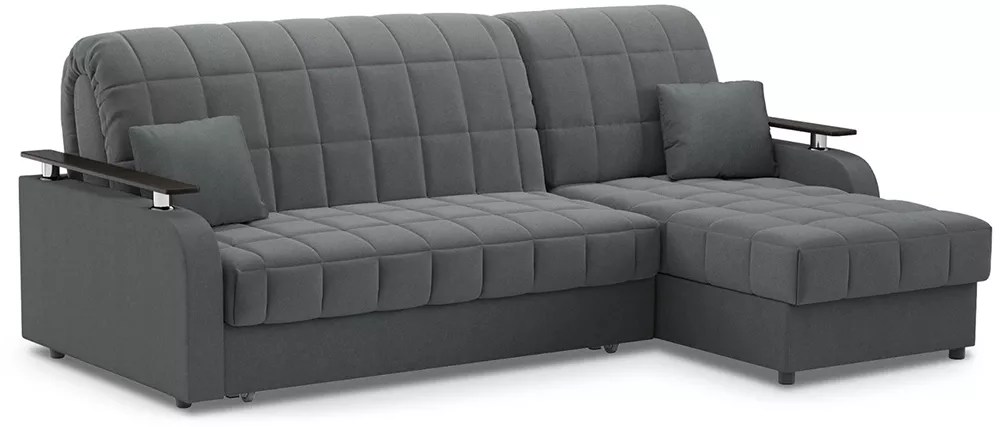 Угловой диван со съемным чехлом Карина Плюш Графит