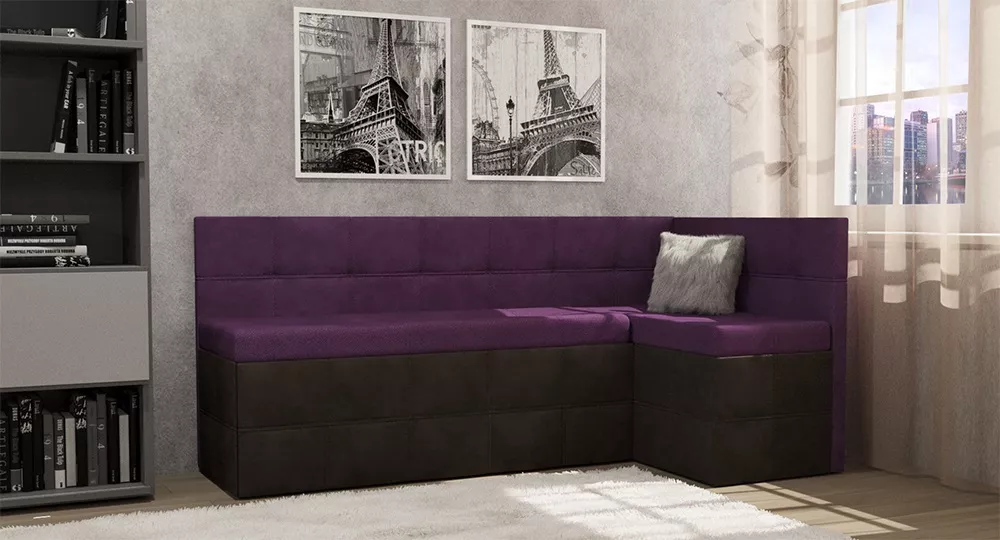 Кухонный диван  Токио (Домино) Комби Виолет угловой