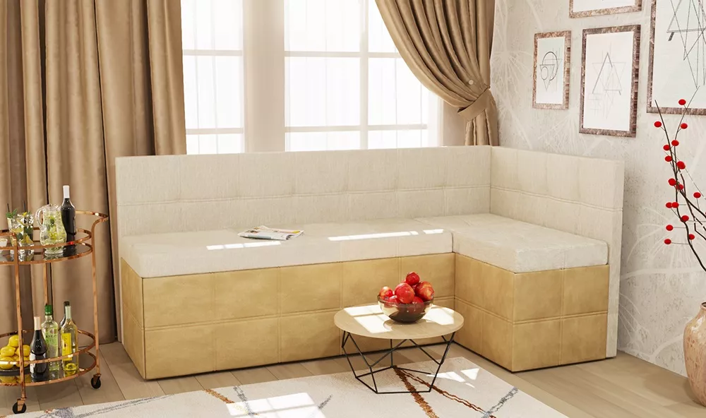 Кухонный диван  Токио (Домино) Комби Милк угловой