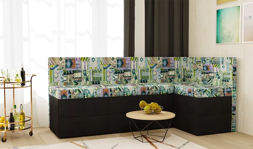 диван для кухни Токио (Домино) Комби Наска Блю угловой