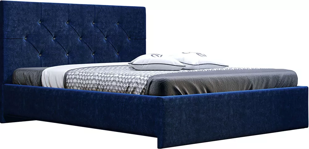 Кровать с мягкой спинкой 370 Синяя