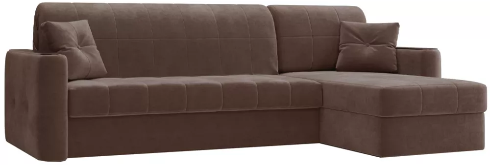 Угловой диван со съемным чехлом Ницца Плюш Браун
