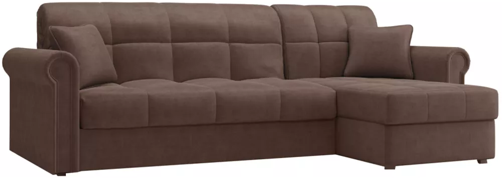 Угловой диван со съемным чехлом Палермо Плюш Браун