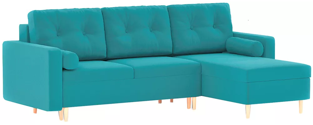 Угловой диван с подлокотниками Белфаст Плюш Азур