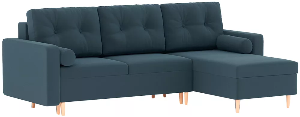 Угловой диван с подлокотниками Белфаст Плюш Дарк Блю