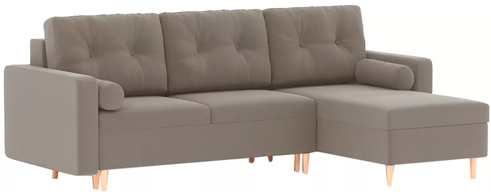Угловой диван с подлокотниками Белфаст Плюш Лайт Браун