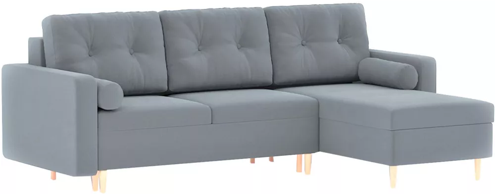 Угловой диван с подлокотниками Белфаст Плюш Лайт Грей
