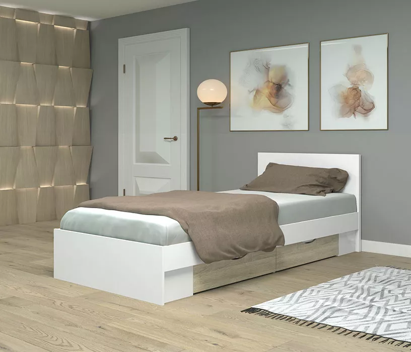 Кровать с ящиками для белья Фреш КРФР-1-Я 900 Дизайн-4