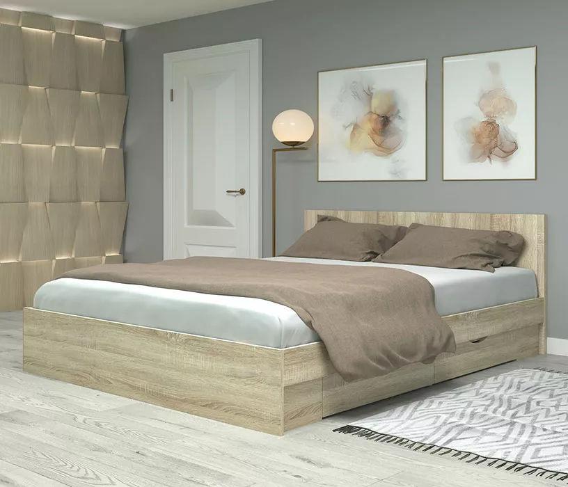 Кровать с ящиками для белья Фреш КРФР-4-Я-1600 Дизайн-2