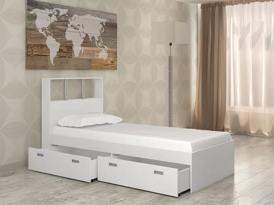 Кровать с ящиками для белья Бриз-6 (90) Дизайн-1