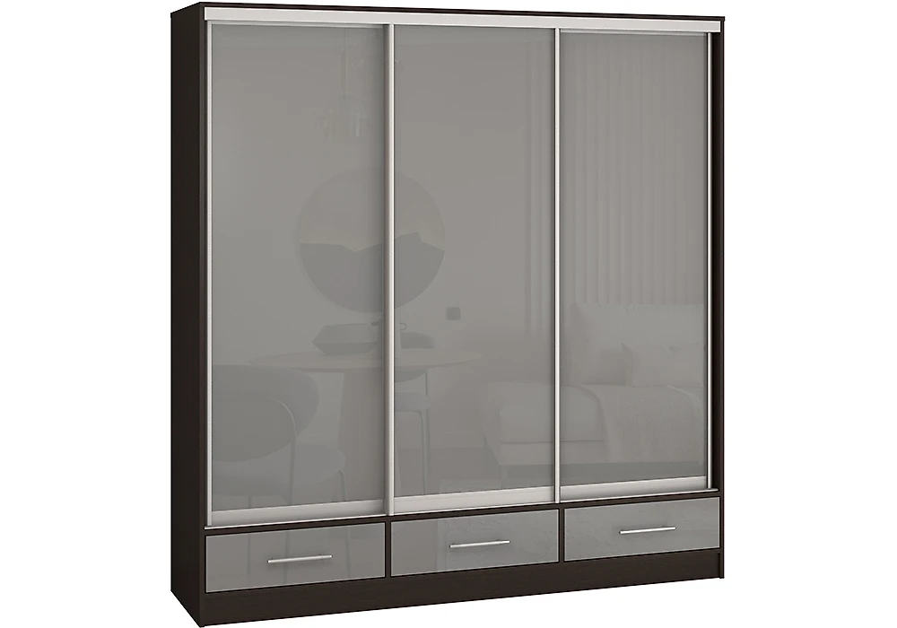 Шкаф серого цвета  Версаль-190 3 двери МДФ Дизайн-1