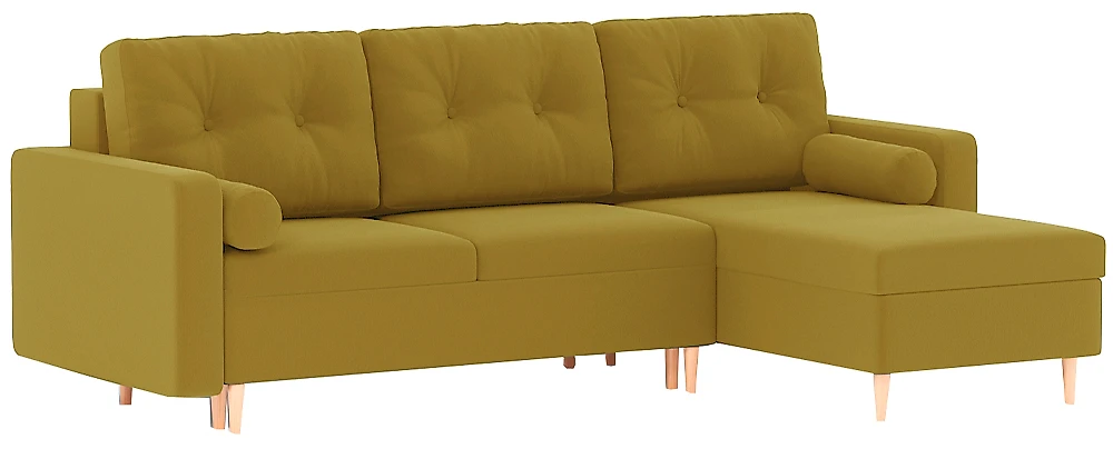Угловой диван с независимым пружинным блоком Белфаст Плюш Еллоу