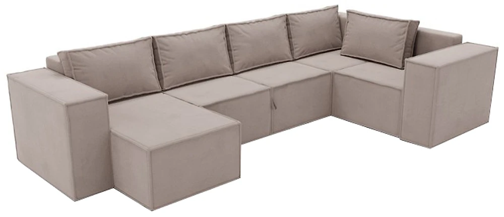 угловой диван с оттоманкой Лофт П-образный Беж