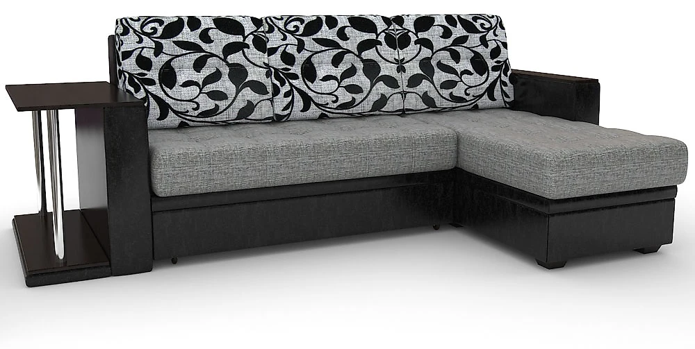 Угловой диван с независимым пружинным блоком Атланта-эконом Грей Флауэрс со столиком