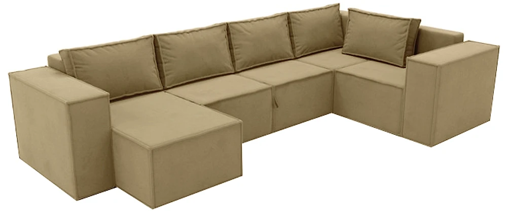  угловой диван с оттоманкой Лофт П-образный Лайт Браун