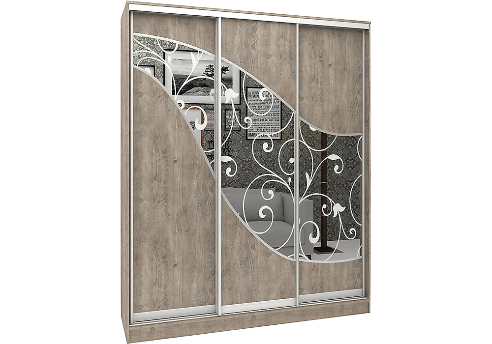Шкаф серого цвета  Аурум 11.1 Дизайн-3