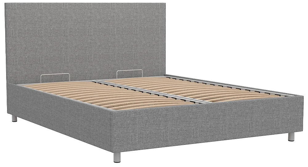 Кровать с подъемным механизмом и мягким изголовьем Белла 160х200 с бельевым ящиком Кантри Грей
