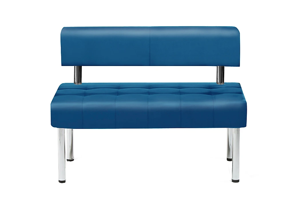 Офисный диван из кожзаменителя Бизнес 122х78 Синий без подлокотников