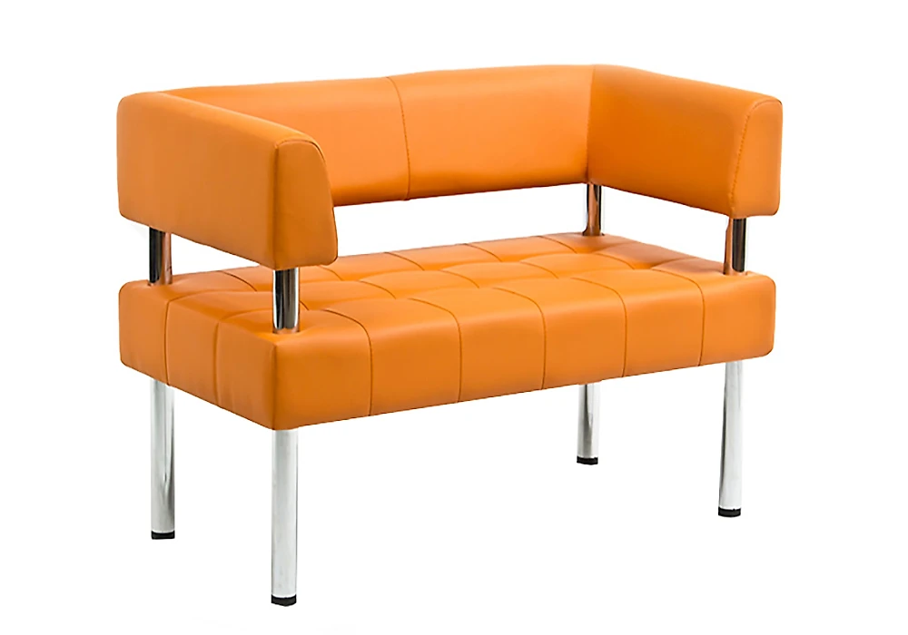 Офисный диван из кожзаменителя Бизнес 160х80 Оранжевый