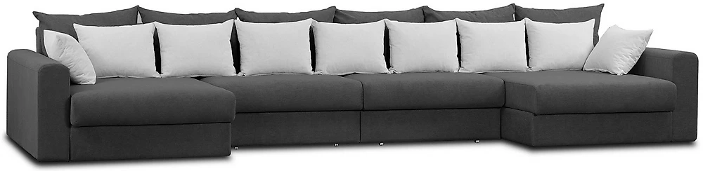  угловой диван с оттоманкой Модена-8 Плюш Графит