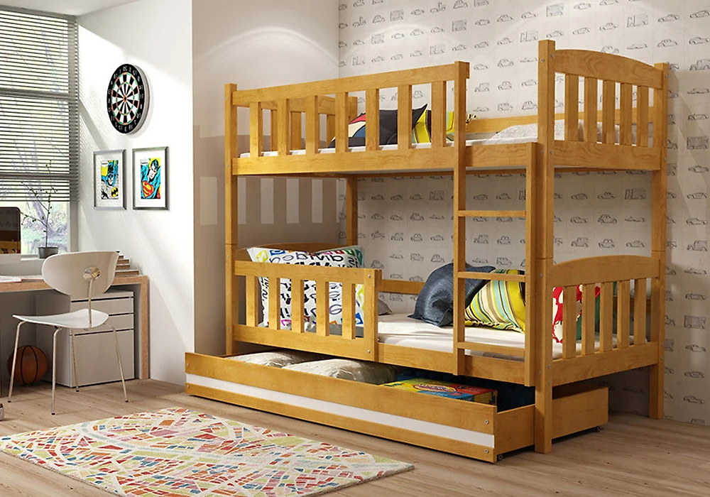 Детская кровать с ящиками для хранения Дуэт деревянная