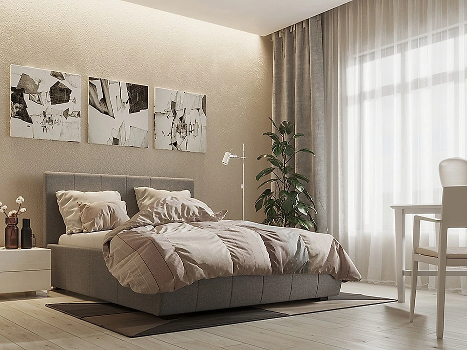 кровать в стиле минимализм Афина Люкс Кантри Грей