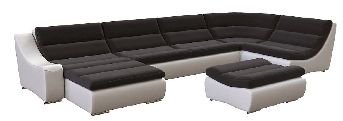 угловой диван с оттоманкой Монреаль-7 Nero Lux