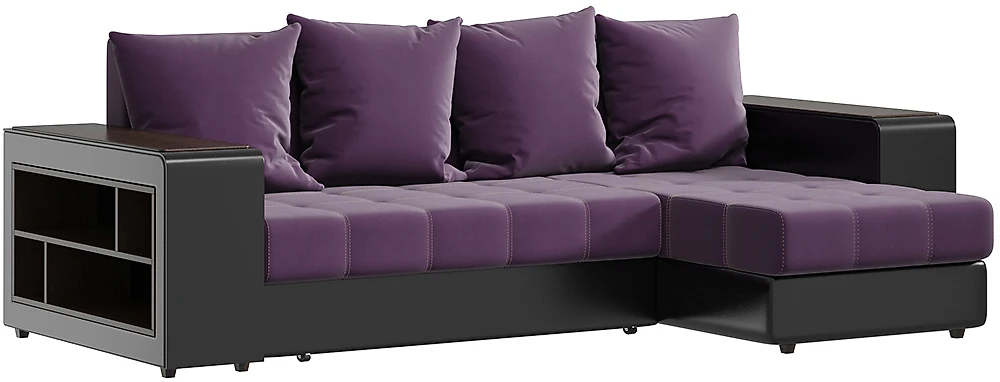 Угловой диван с тумбой Дубай Плюш Виолет