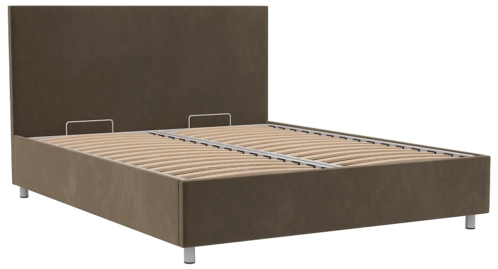 Кровать с подъемным механизмом и мягким изголовьем Белла 160х200 с бельевым ящиком Плюш Шоколад