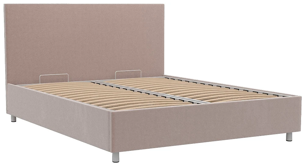 Кровать с подъемным механизмом и мягким изголовьем Белла 160х200 с бельевым ящиком Плюш Стоун