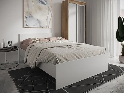 кровать в стиле минимализм Николь Вайт-160 с матрасом