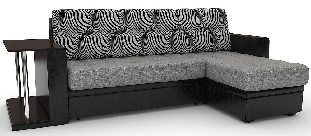 Угловой диван с тумбой Атланта-эконом Изи Блэк со столиком