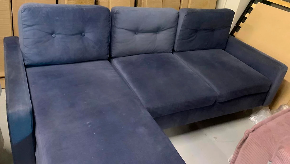 Угловой диван для гостиной Динс Velvet Navy Blue арт. 02001396460