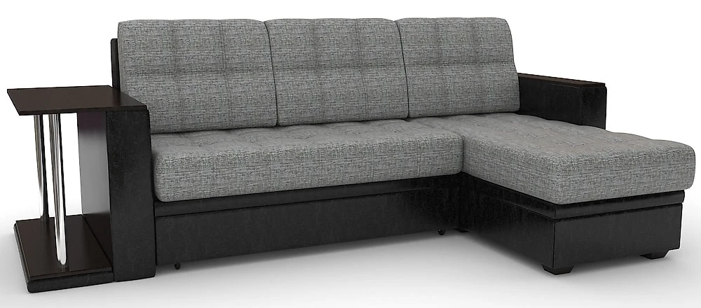 Угловой диван для гостиной Атланта-эконом Грей Блэк со столиком
