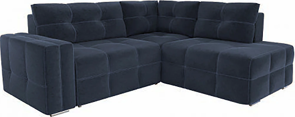  угловой диван с оттоманкой Леос Плюш Кобальт